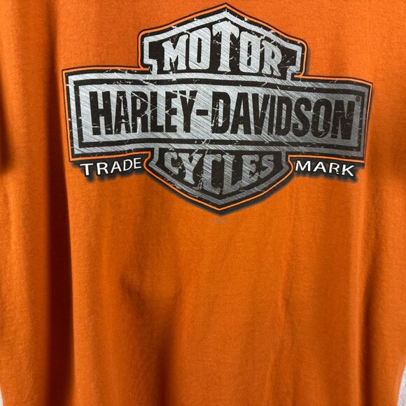 Harley-Davidson Steel Crest and Shield Twin Cities Minnesota Orange T-Shirt XL - Picture 2 of 5